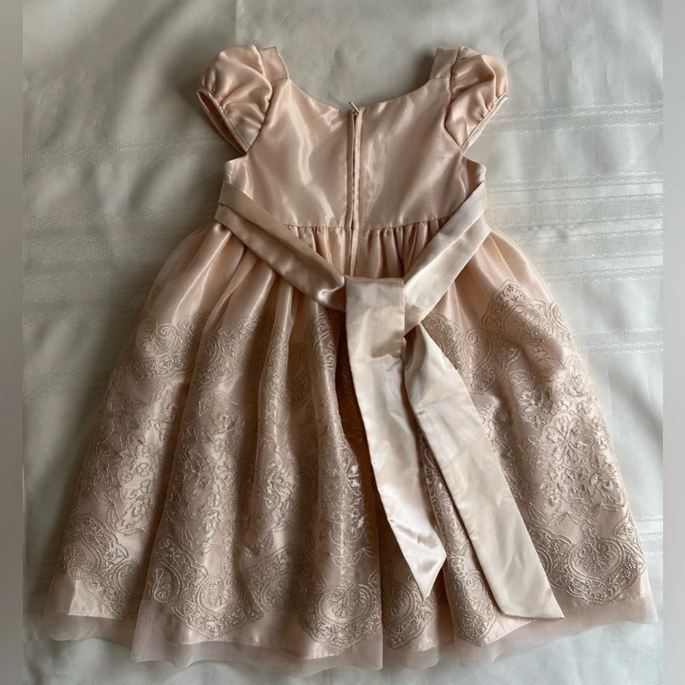 Bonnie Jean Blush and Gold Elegant Dress